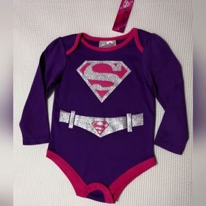 🔥SALE🔥 Supergirl DC Comics Sparkly Baby Girl's Onesie Bodysuit NWT Sz 18-24M